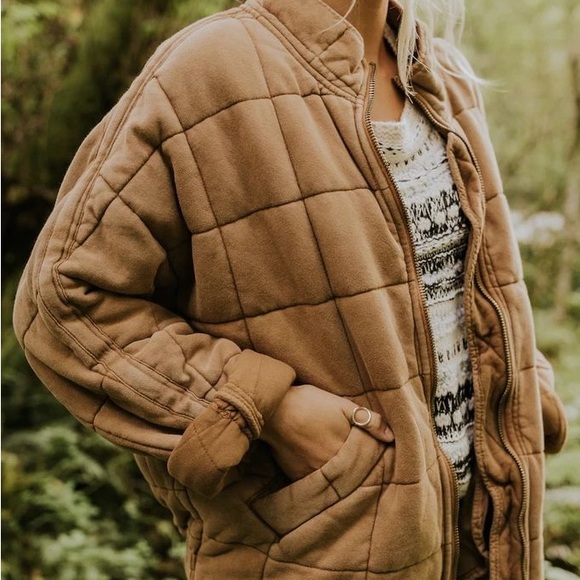Free People Tan Quilted Puffer Jacket - Picture 3 of 7